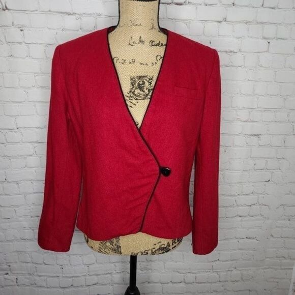 Vintage 90s Jordache Red Wool Jacket Blazer - Picture 15 of 15